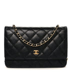 Caviar Quilted Wallet On Chain WOC Black