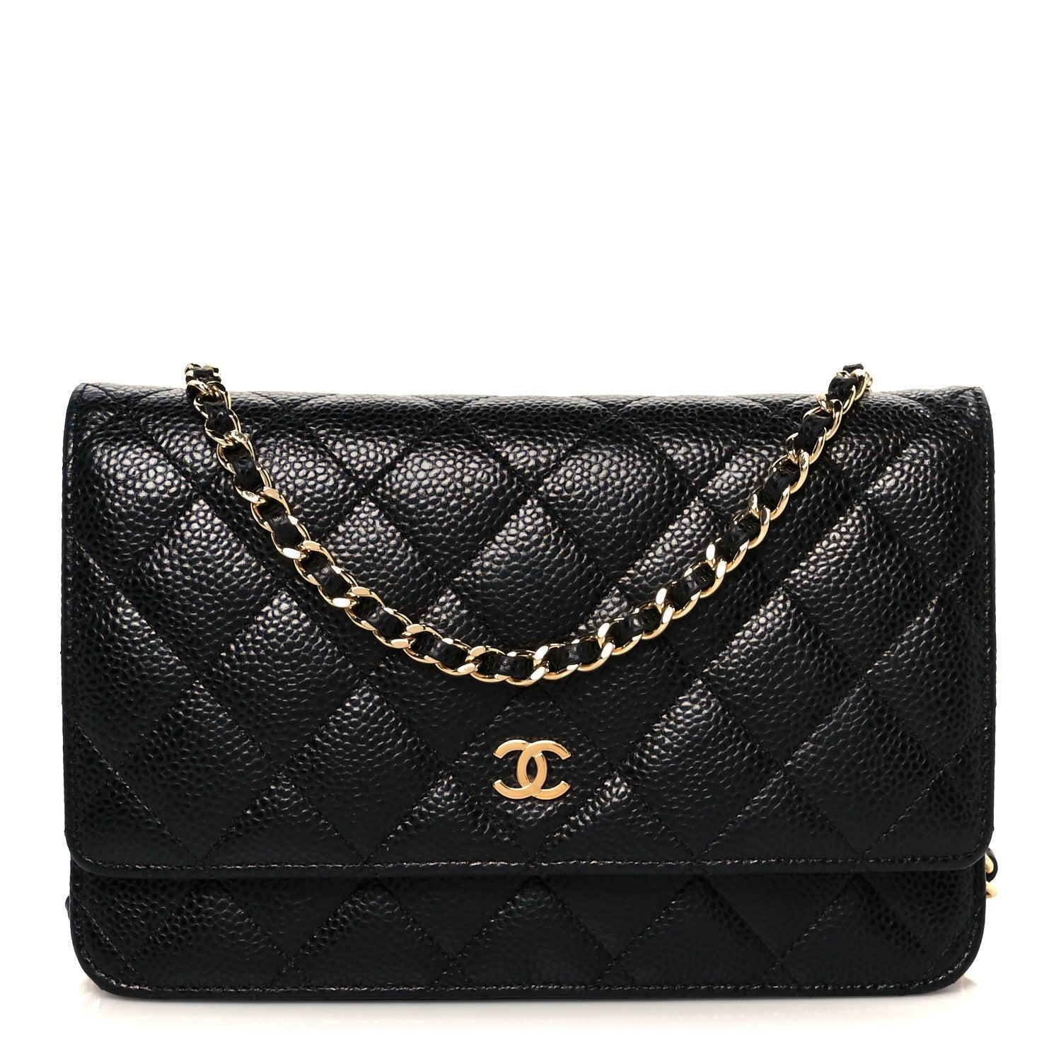 Caviar Quilted Wallet On Chain WOC Black