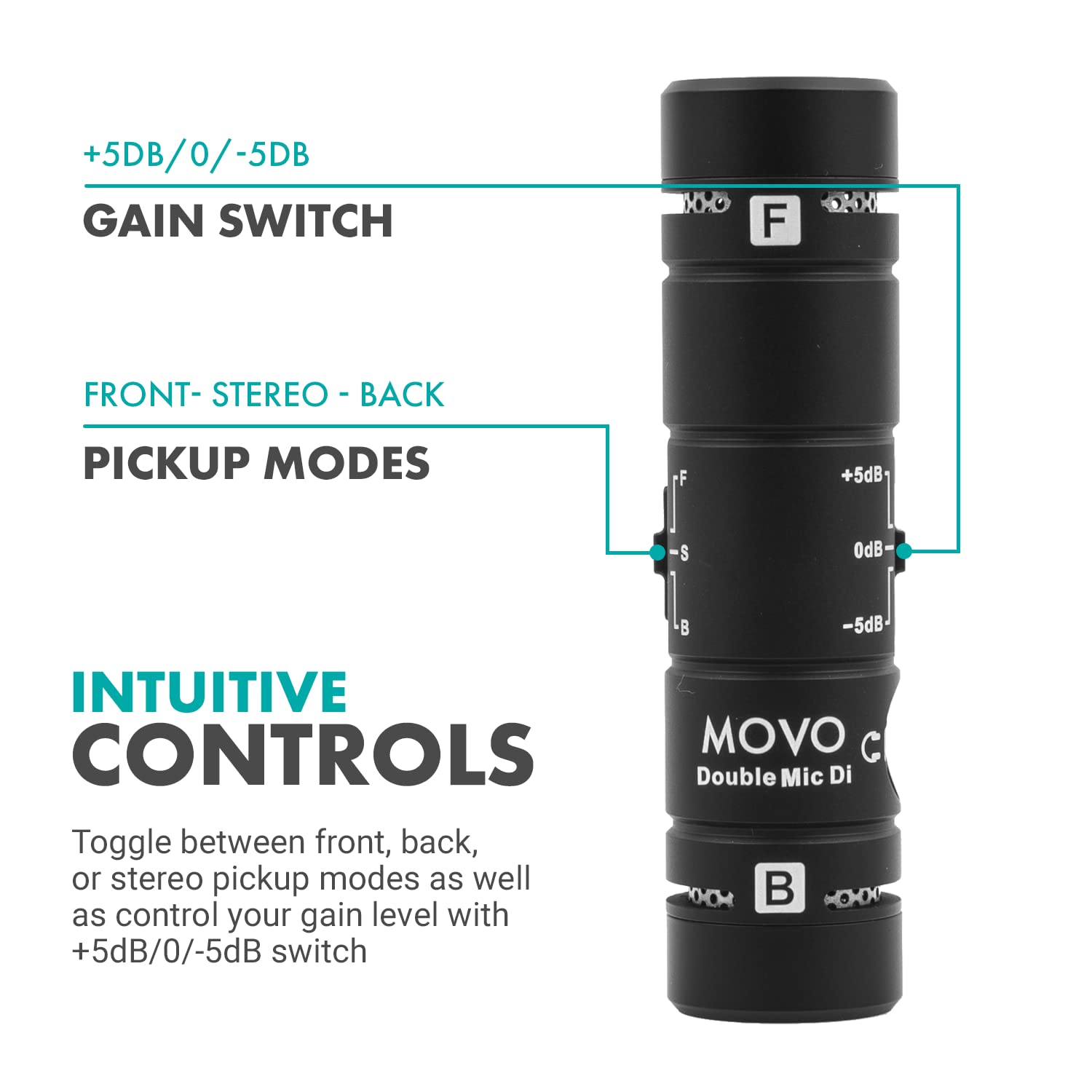 Movo DoubleMic-DI Dual Capsule Microphone for iPhone