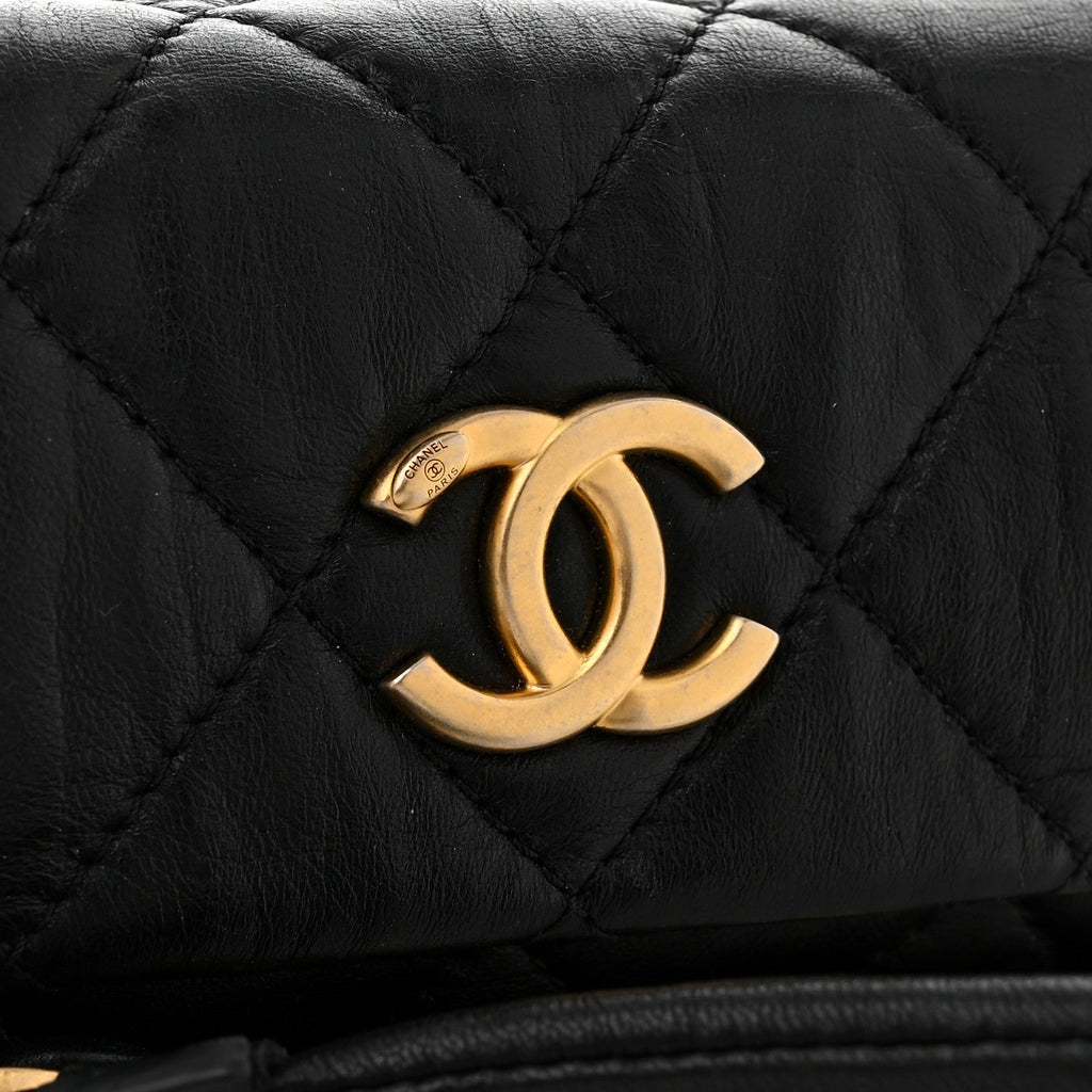 Crumpled Lambskin Quilted Small CC Links Shoulder Bag Black