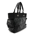Coated Canvas Quilted Large Paris Biarritz Tote Black