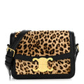 Velvet Calfskin Leopard Print Teen Triomphe Bag Brown Black