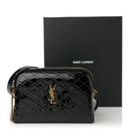 Patent Quilted Gaby Zipped Pouch Black