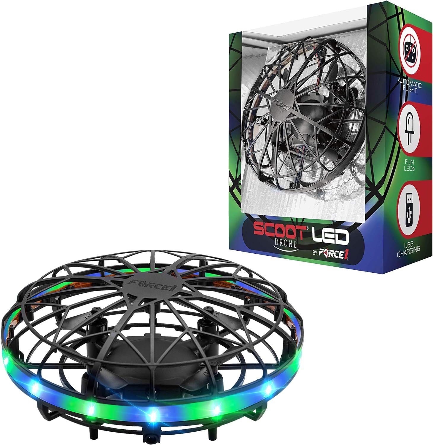 LED Hand Operated Drone for Kids or Adults - Hands Free Motion Sensor Mini Drones, Easy Indoor Flying Orb Ball Small UFO Toy for Boys and Girls (Green/Blue)