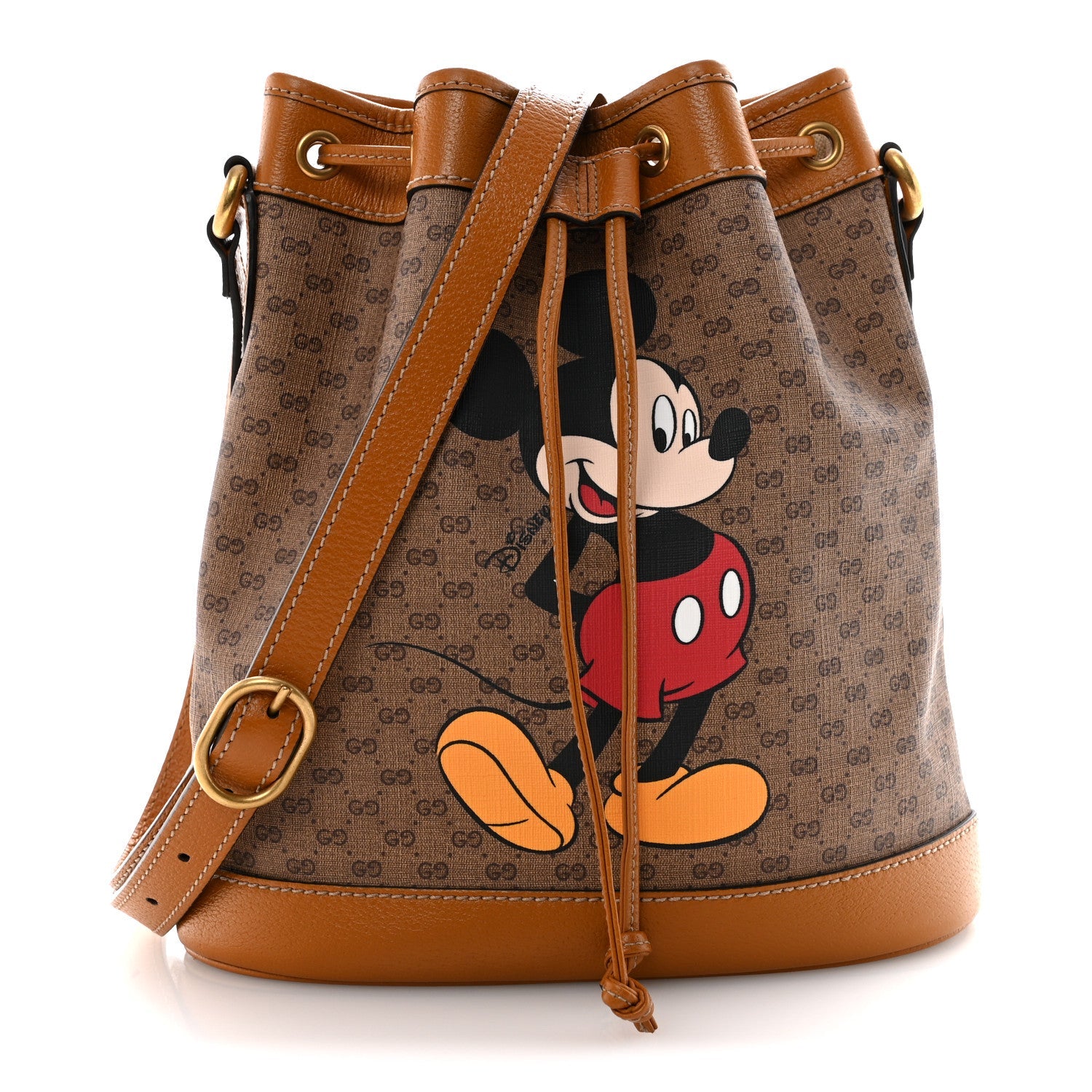 X DISNEY Mini Vintage GG Supreme Monogram Bucket Bag Beige Vintage Sun Oil