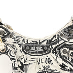 Agneau Arena Graffiti Le Cagole Shoulder Bag XS White Black