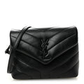 Calfskin Y Quilted Monogram Monochrome Toy Loulou Crossbody Bag Black