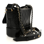 Aged Calfskin Quilted Small Gabrielle Hobo Black