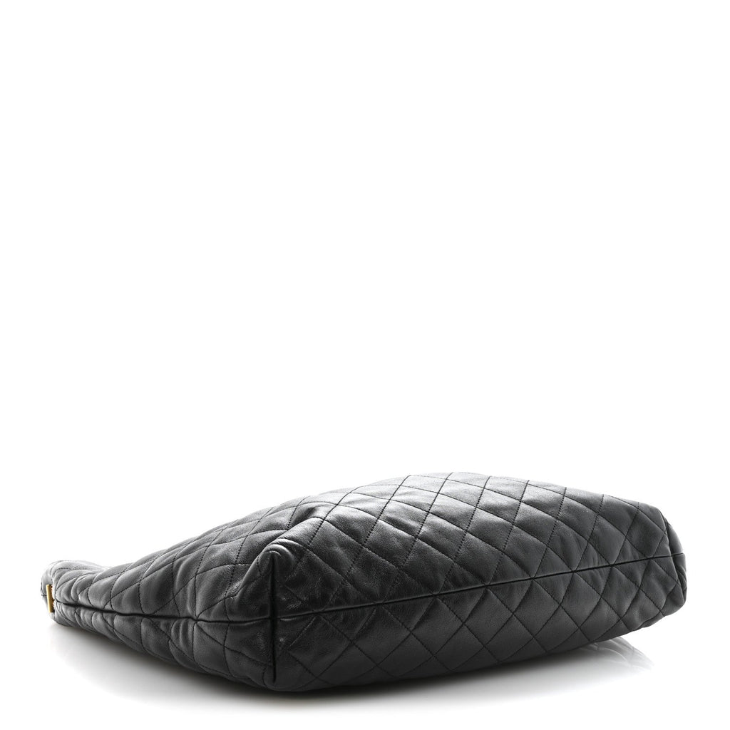 Lambskin Quilted Maxi Icare Shopping Tote Black