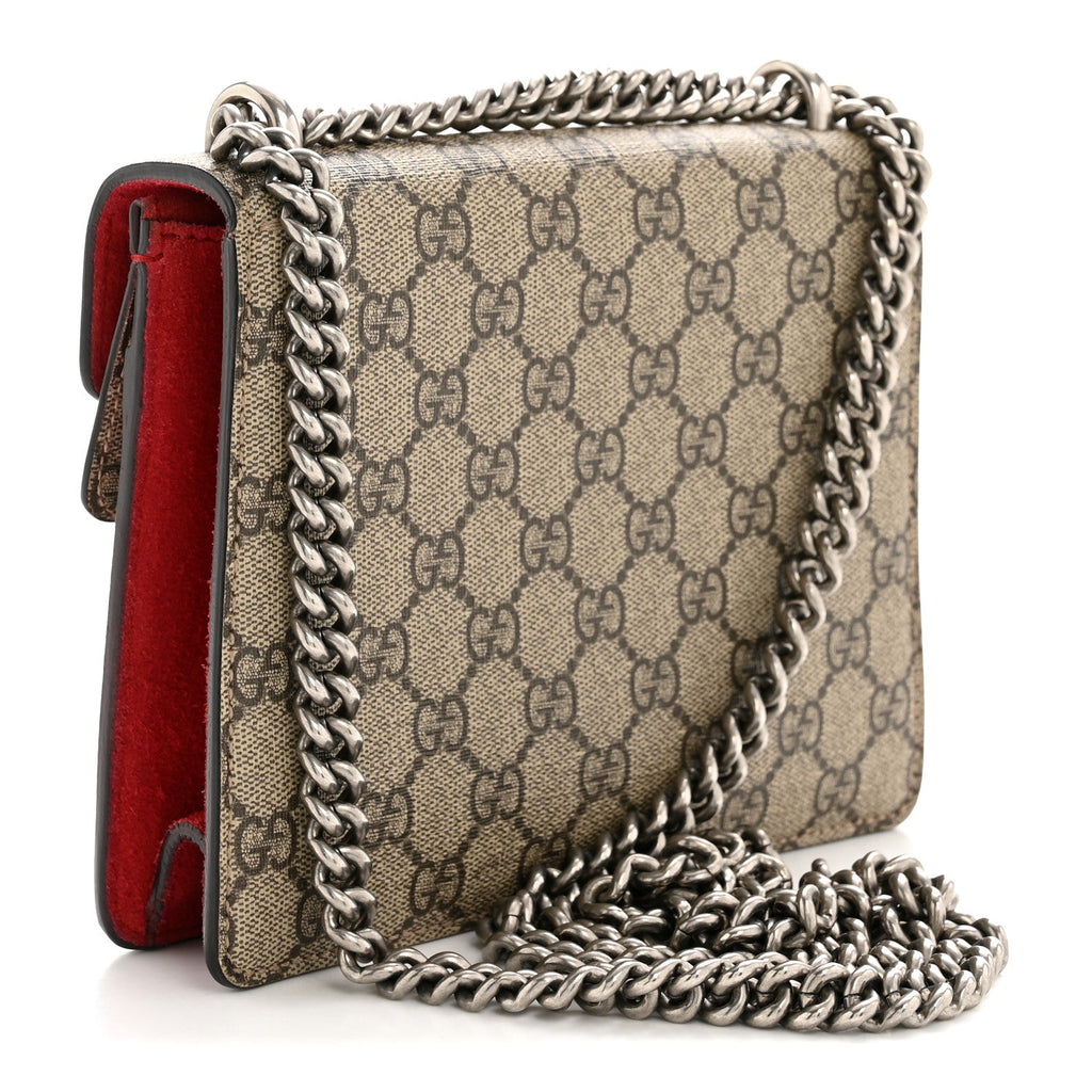 GG Supreme Monogram Mini Dionysus Shoulder Bag Hibiscus Red