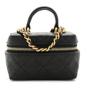 Caviar Quilted Mini Top Handle Vanity With Chain Black