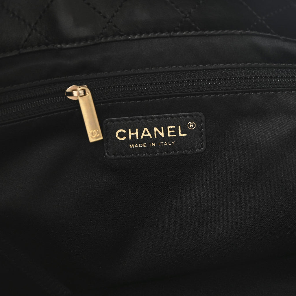 Lambskin Quilted Large Tote Black