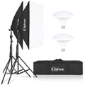 Softbox Lighting Kit, Photo Equipment Studio Softbox 20" x 27", with E27 Socket and 2x5500K Instant Brightness Energy Saving Lighting Bulbs