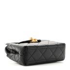 Shiny Aged Calfskin Quilted Mini Nano Kelly Shopper Black