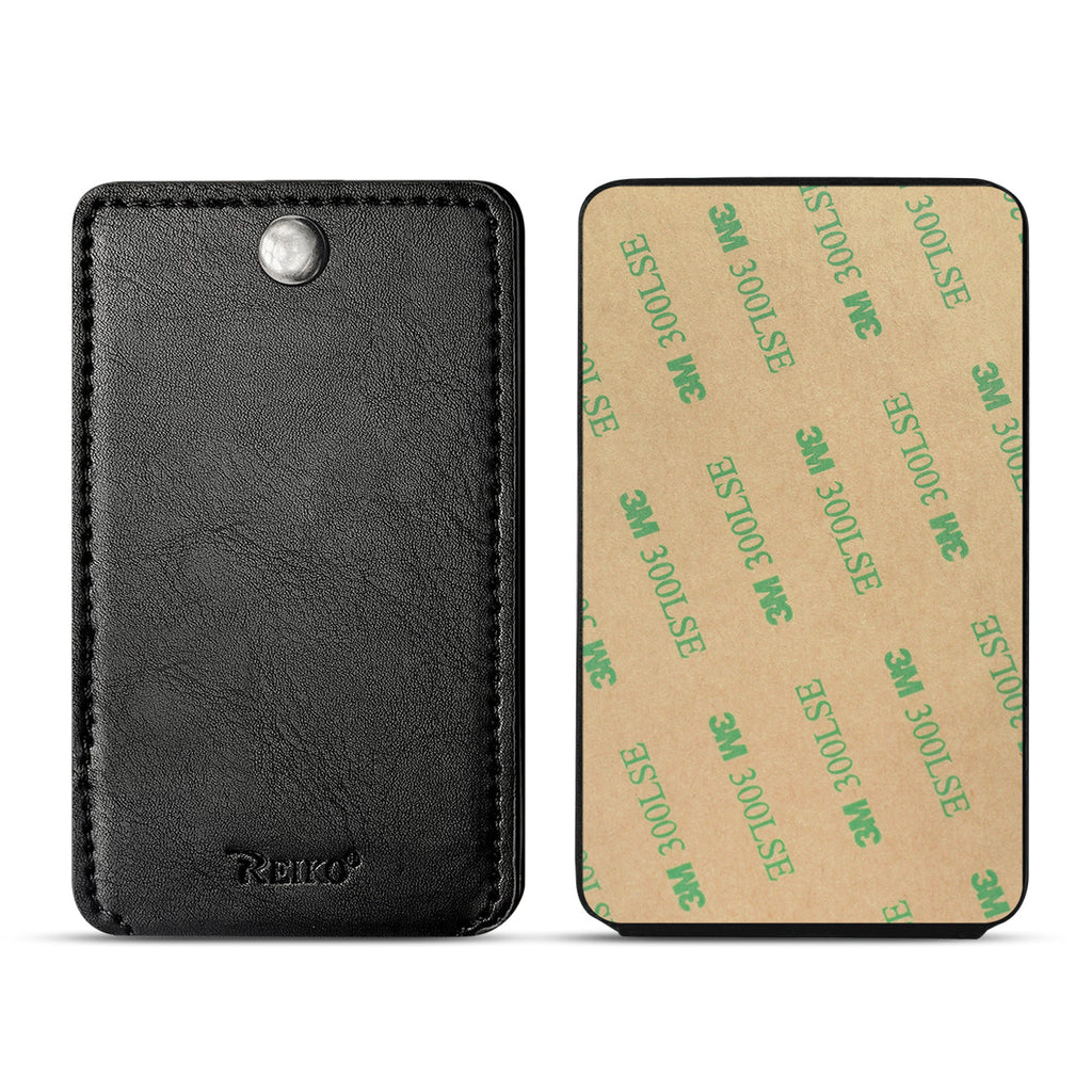 Leather Adhesive Foldable Pocket Card Holder With Two Slots  In Black