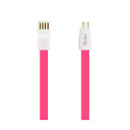 Reiko Flat Micro Usb Gold Plated Data Cable 3.9Ft With Cable Tie In Hot Pink