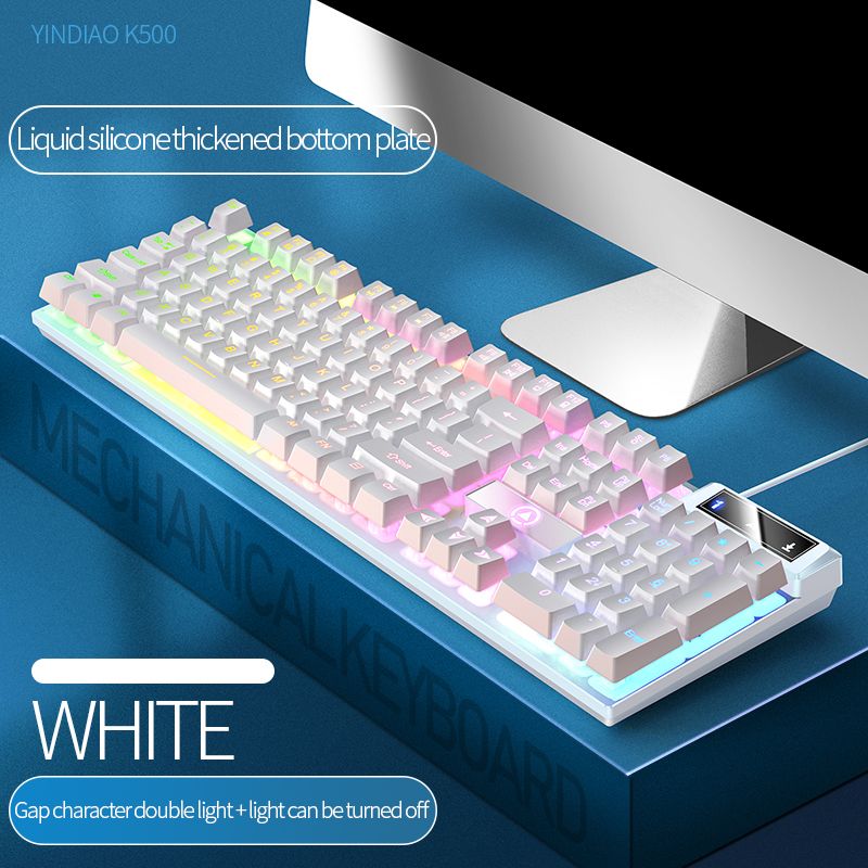 104 Keys Gaming Keyboard Wired Keyboard Color Matching Backlit Mechanical Feel Computer E-sports Peripherals for Desktop Laptop _ Light12