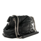 Lambskin Quilted Medium Loulou Puffer Monogram Chain Satchel Black