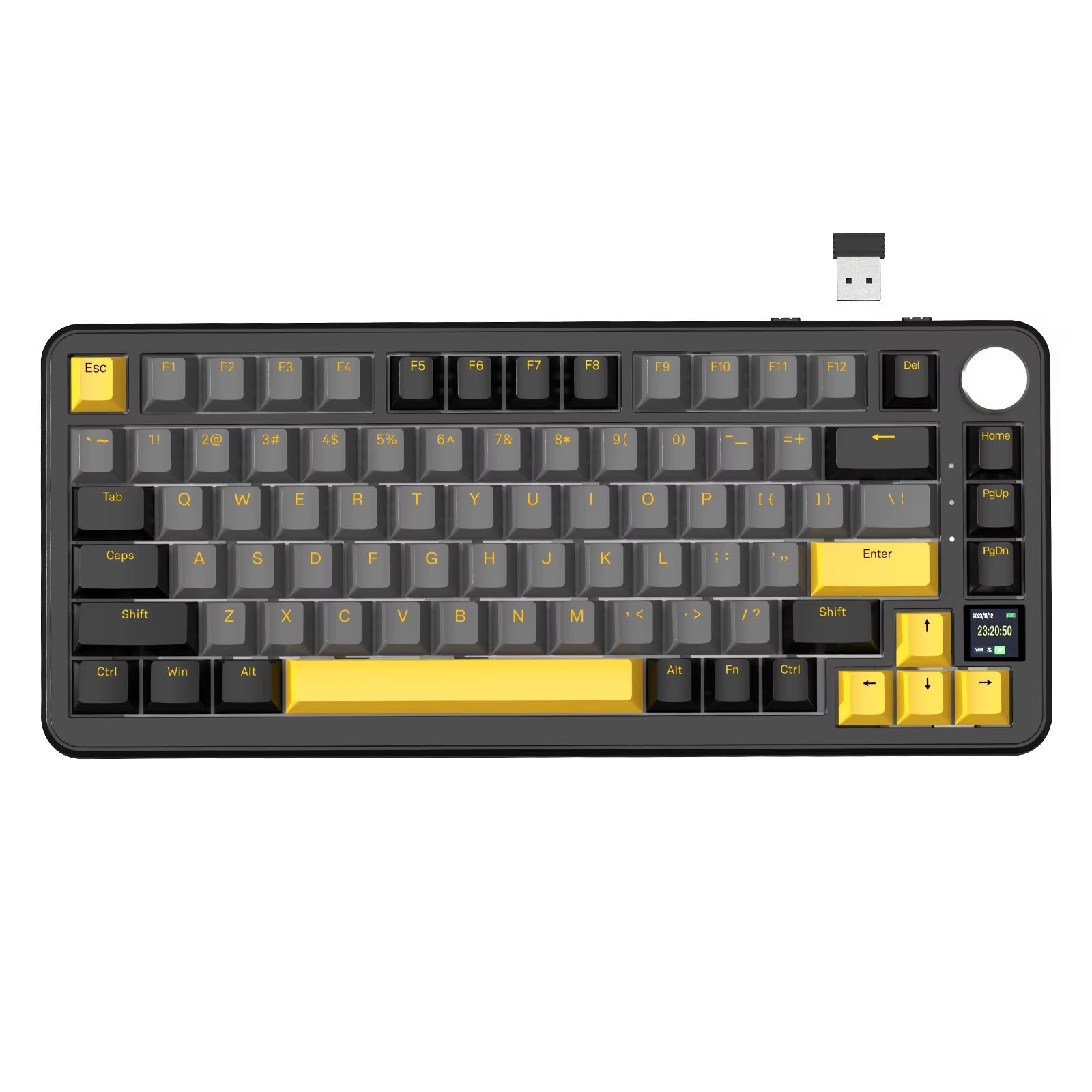 75% Mechanical Keyboard with Display and Knob, Hot-Swappable, Wireless 2.4GHz/Bluetooth/Wired, RGB Gasket Mount QM
