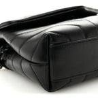 Calfskin Y Quilted Monogram Monochrome Toy Loulou Crossbody Bag Black