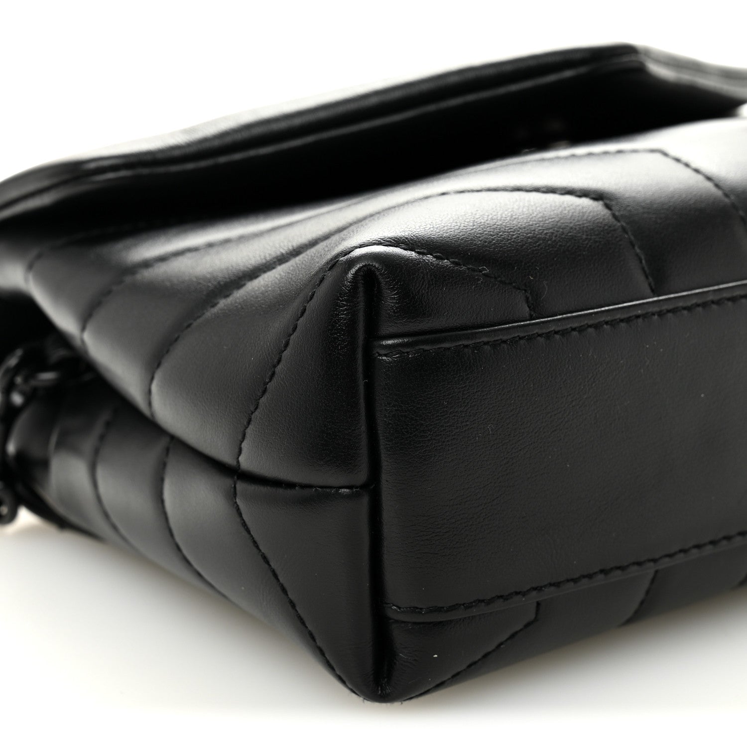 Calfskin Y Quilted Monogram Monochrome Toy Loulou Crossbody Bag Black