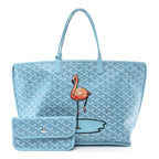 Goyardine Embroidered Flamingo Reversible Anjou PM Sky Blue