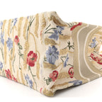 Canvas Embroidered Medium Hibiscus Book Tote Beige Multicolor