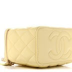 Lambskin Quilted Small Vanity Case With Chain Light Yellow