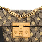 GG Supreme Monogram Bees Small Padlock Shoulder Bag Black