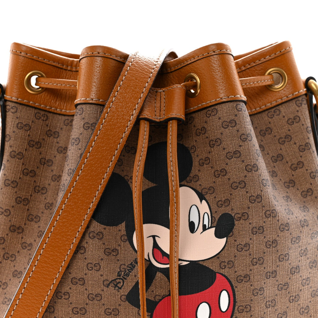X DISNEY Mini Vintage GG Supreme Monogram Bucket Bag Beige Vintage Sun Oil