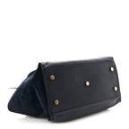 Calfskin Suede Small Monogram Downtown Cabas Navy Blue