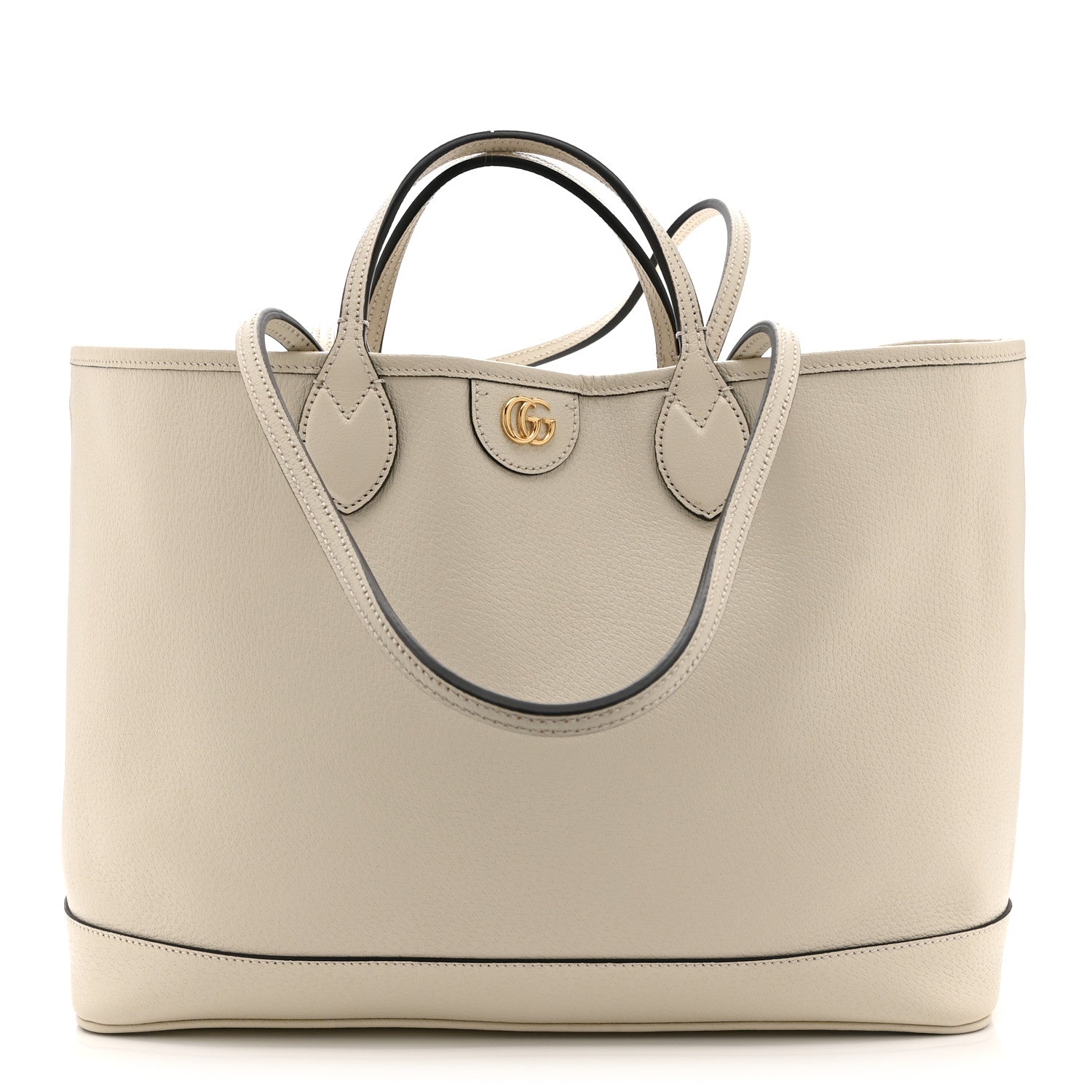 Textured Dollar Calfskin Medium Ophidia Shoulder Tote Bag  Mystic White