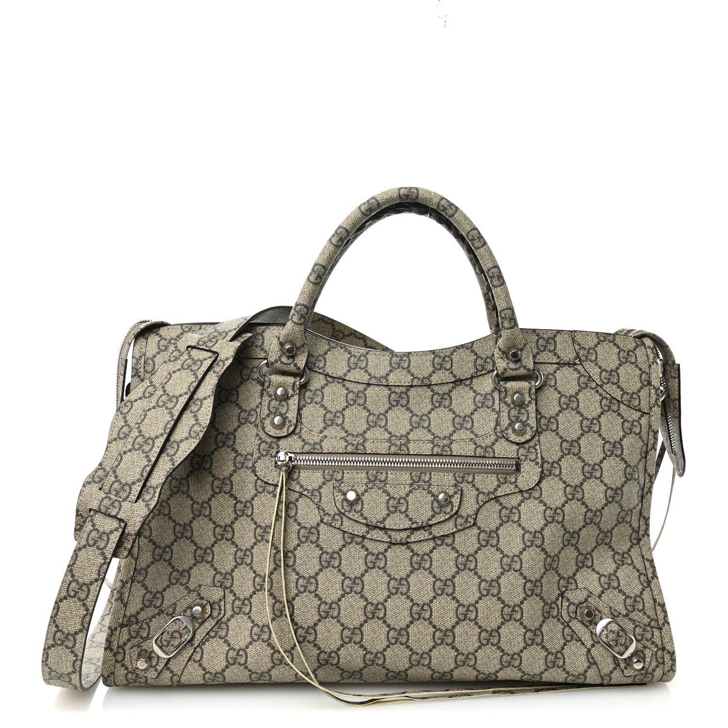 X GUCCI GG Supreme Monogram Neo Classic Silver Hardware City Beige Ebony