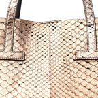 Metallic Snakeskin Small T Tote Gold