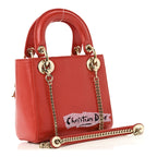 Calfskin Beaded Mini Lady Dior Rouge Multicolor