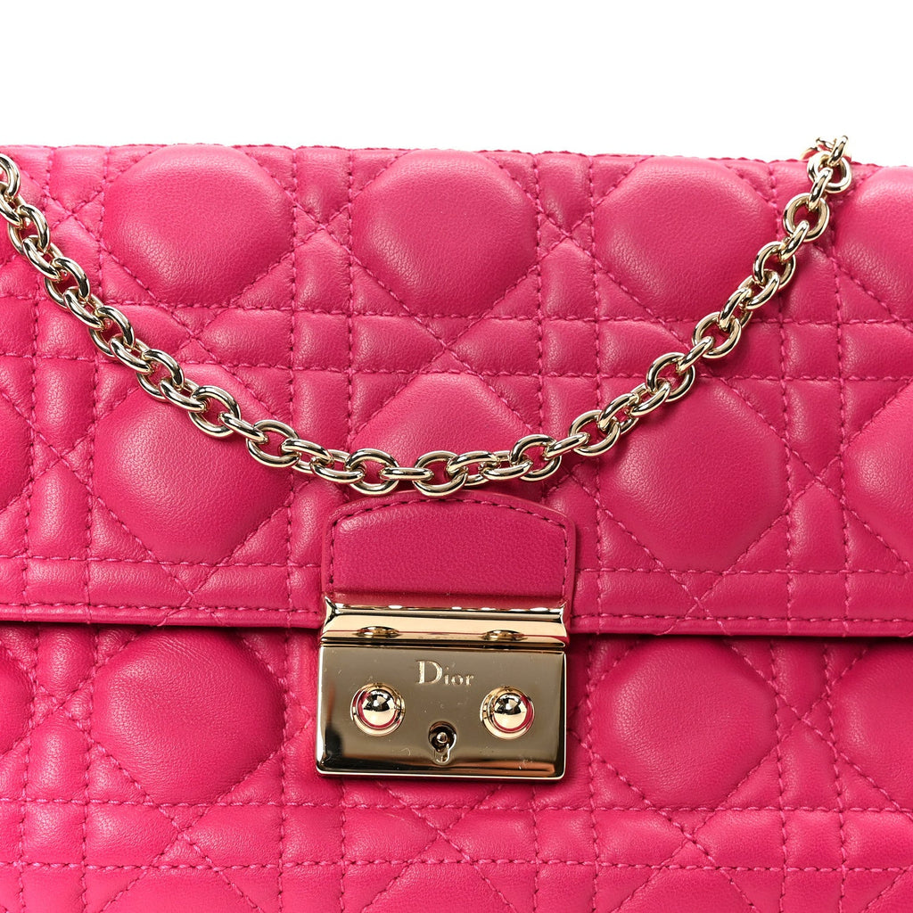Lambskin Cannage Miss Dior Promenade Pouch Fuchsia