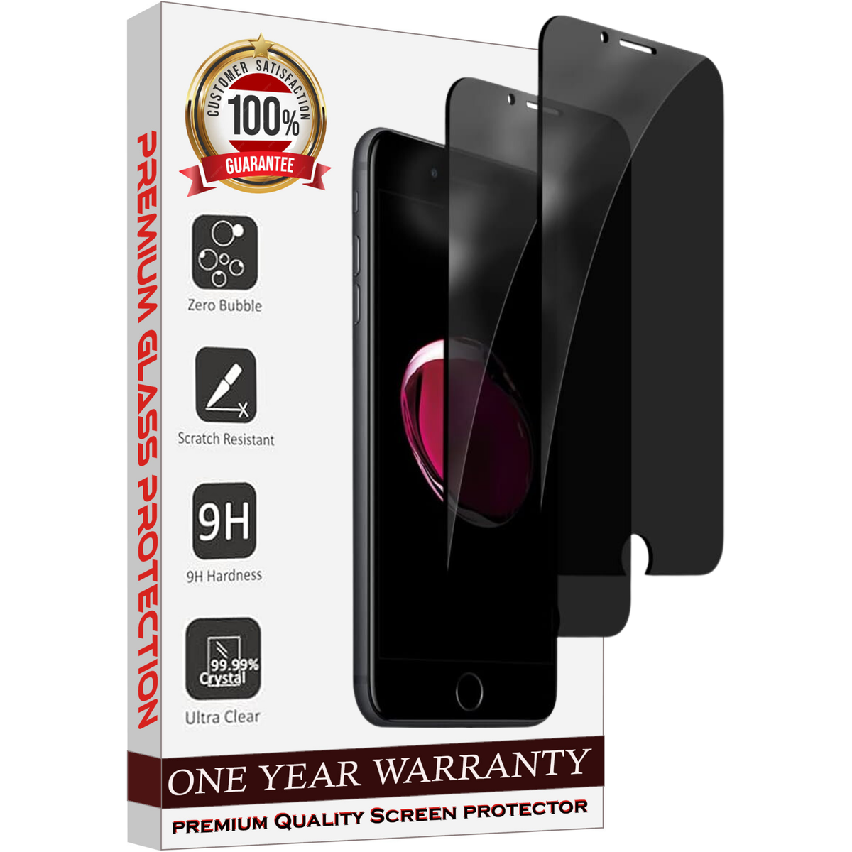 Entronix Anti-Spy Privacy Screen Protector Compatible with iPhone 8/7/SE (2nd Gen) - 2-Piece Combo