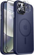 Entronix Bundle Compatible with iPhone 15 Pro - [Magnetic] Translucent Matte Case, 1 Screen Protector & 1 Camera Lens Protector