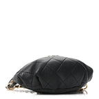 Lambskin Quilted Resin Bi-Color Waist Bag Fanny Pack Black