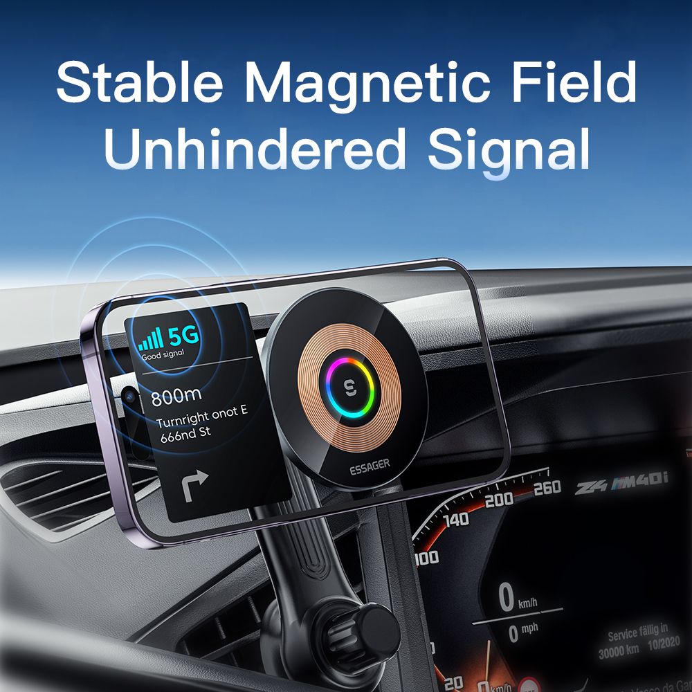 Essager 15W QI Car Wireless Charger Phone Holder Mount For iPhone 14 13 12 Pro Max Wireless Fast Charging Phone Holder Charger