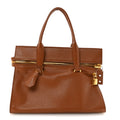 Grained Calfskin Tote Tobacco