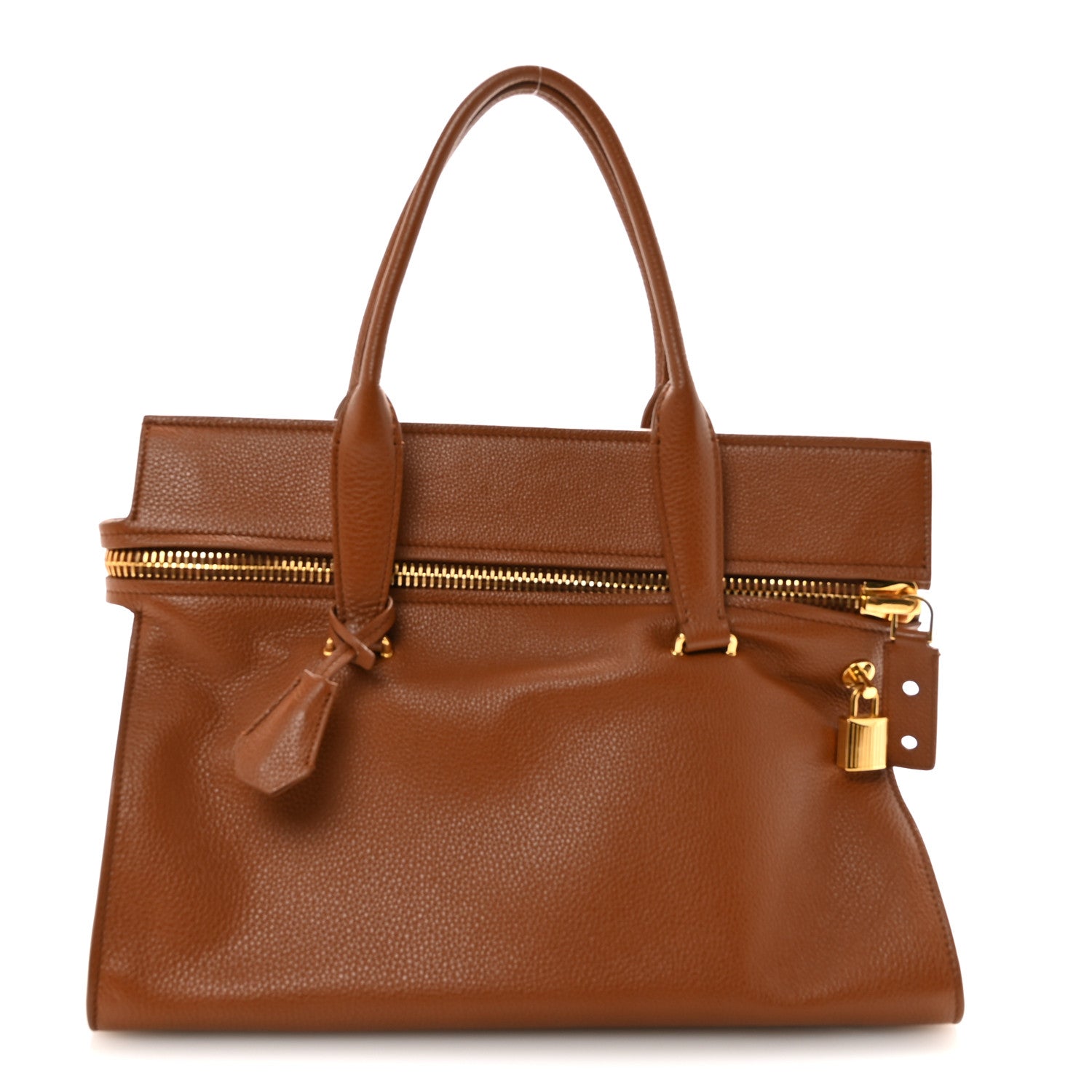 Grained Calfskin Tote Tobacco
