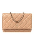 Caviar Quilted Wallet on Chain WOC Beige