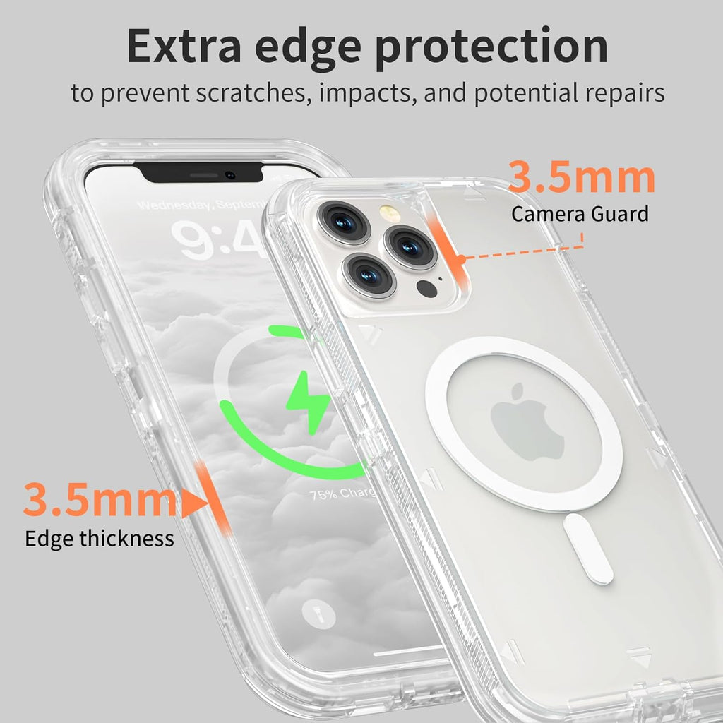 Entronix [Magnetic] Case Compatible with iPhone 12/12 Pro - [Clear] Triple-Layer Heavy Duty Protection