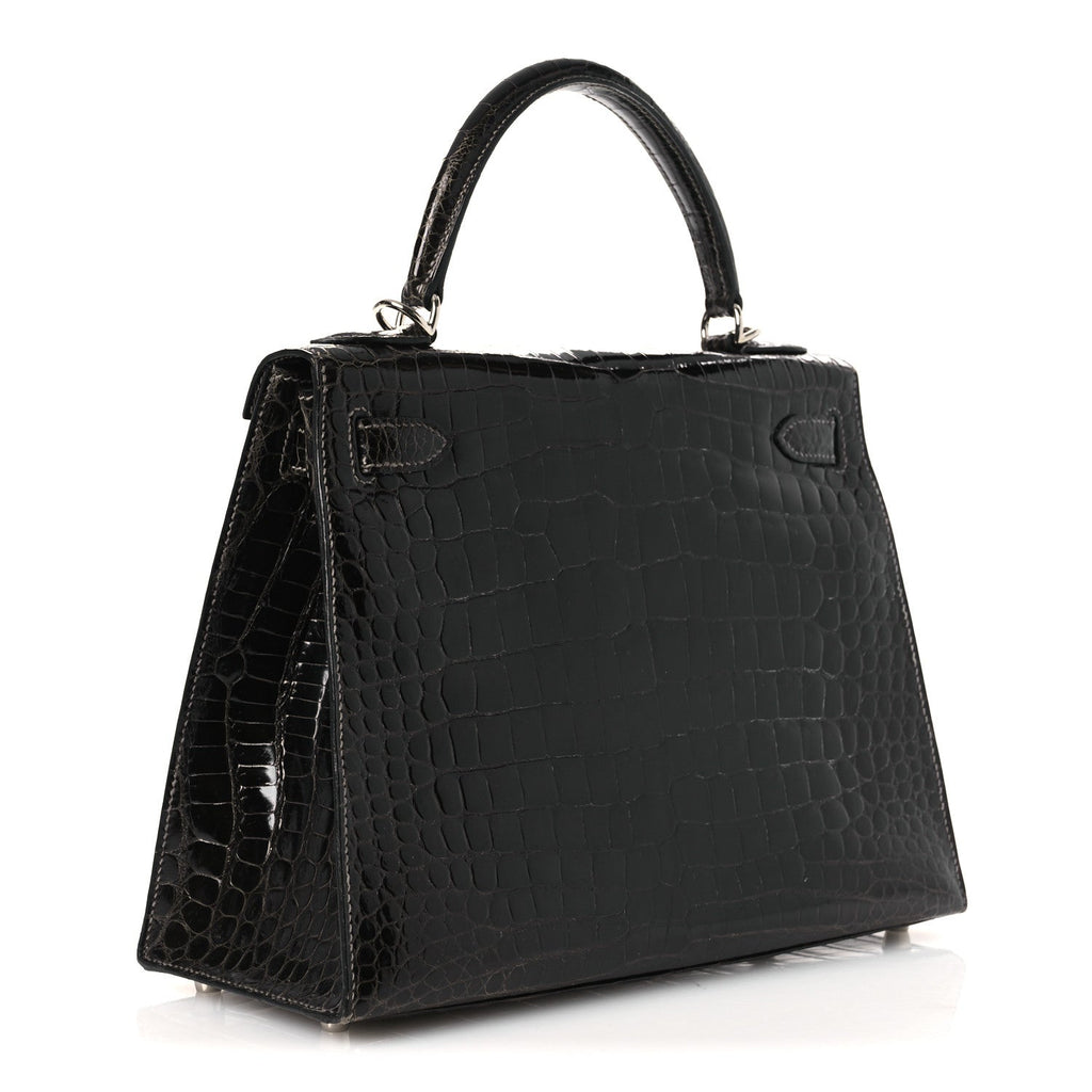 Shiny Porosus Crocodile Kelly Sellier 28 Gris Elephant