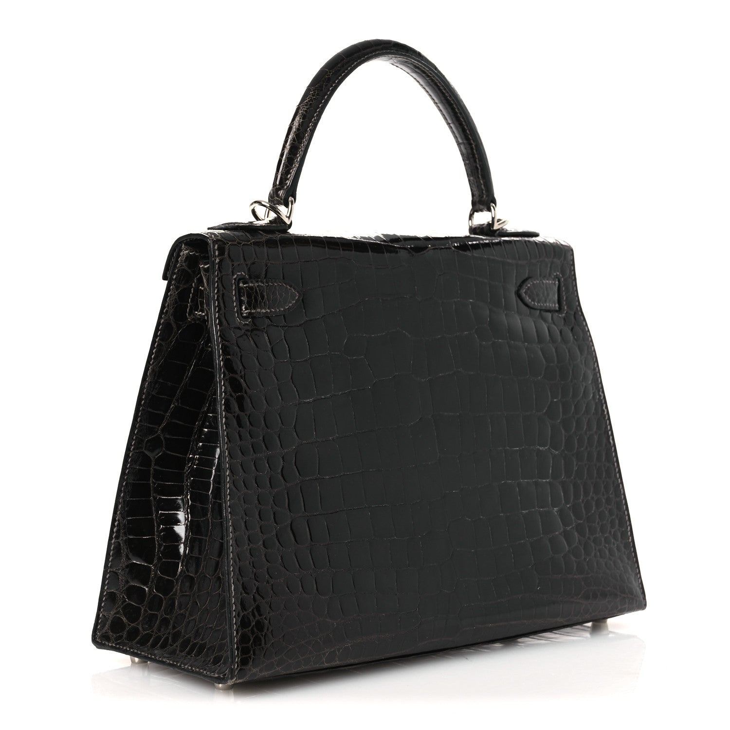 Shiny Porosus Crocodile Kelly Sellier 28 Gris Elephant