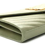 Grain De Poudre Matelasse Chevron Monogram Chain Wallet Light Sage