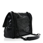 Crinkled Calfskin Matelasse Monogram Baby Niki Chain Satchel Black