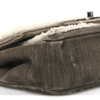 Shearling Sheepskin Denim Small Paris Dallas Sheriff's Star Flap Brown White