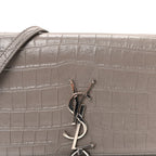 Calfskin Crocodile Embossed Kate Monogram Tassel Chain Wallet Fog